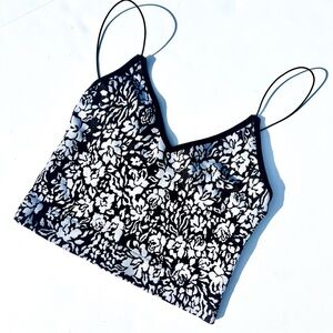 Intimately Free People Black and White Floral Crop Top / Bralette Size M/L